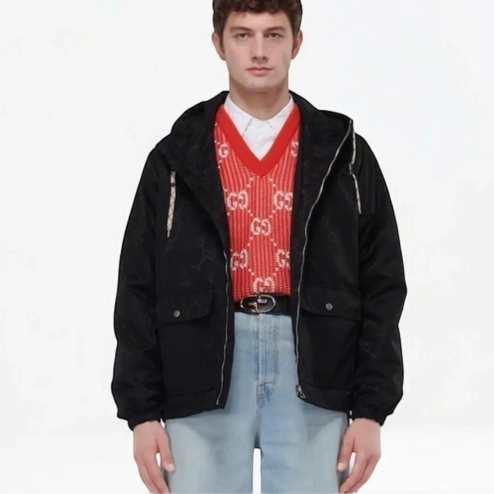 NWT Gucci Off The Grid hooded jacket size 50 Black on Black